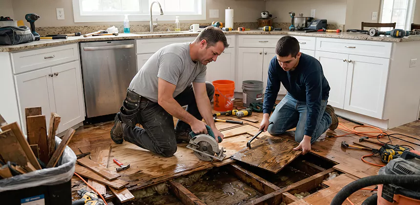 Kitchen Floor Water Damage Repair in Salt Lake City